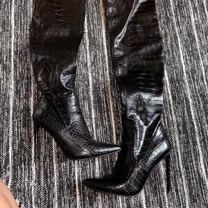 Steve Madden Leather Print Thigh Boots
